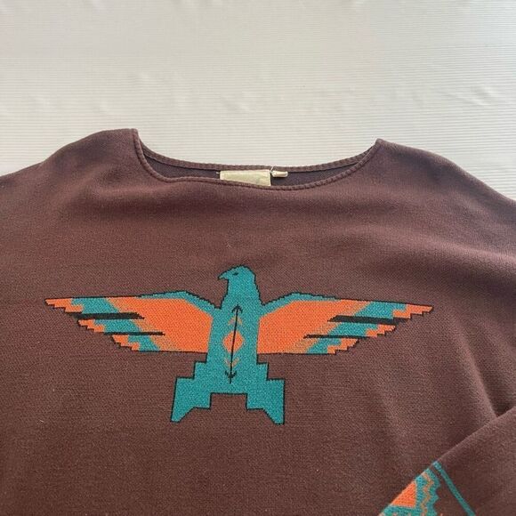 Cotton Rye Outfitters Brown Thunderbird Fringe Sweater Size Medium - Picture 2 of 9